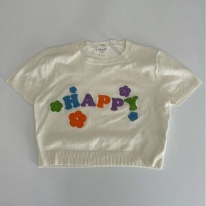Le Lis Kids Short Sleeved Sweater Happy White Colorful Size Medium M